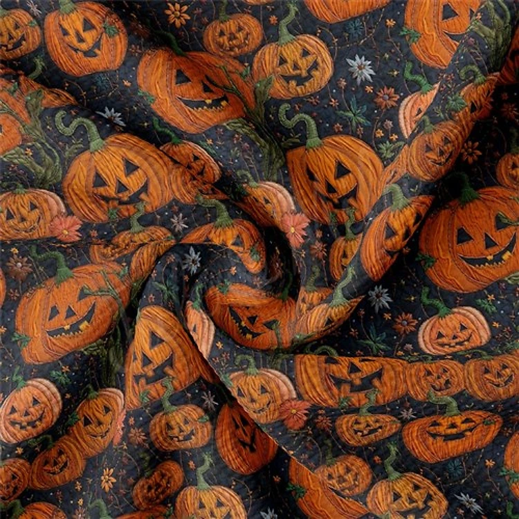 Autumn Fall Halloween Printed Liverpool Fabric AA1815 & Get a Free $89.99 Embroidery Bundle
