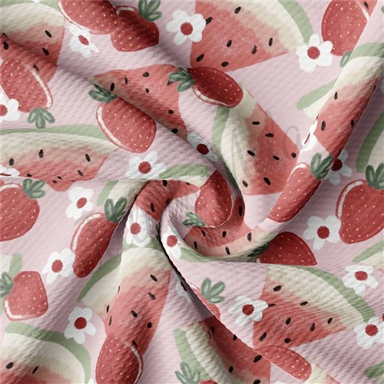 Summer Watermelon Liverpool Bullet Textured Stretch Solid Strip Thick Knit Jersey Fabric