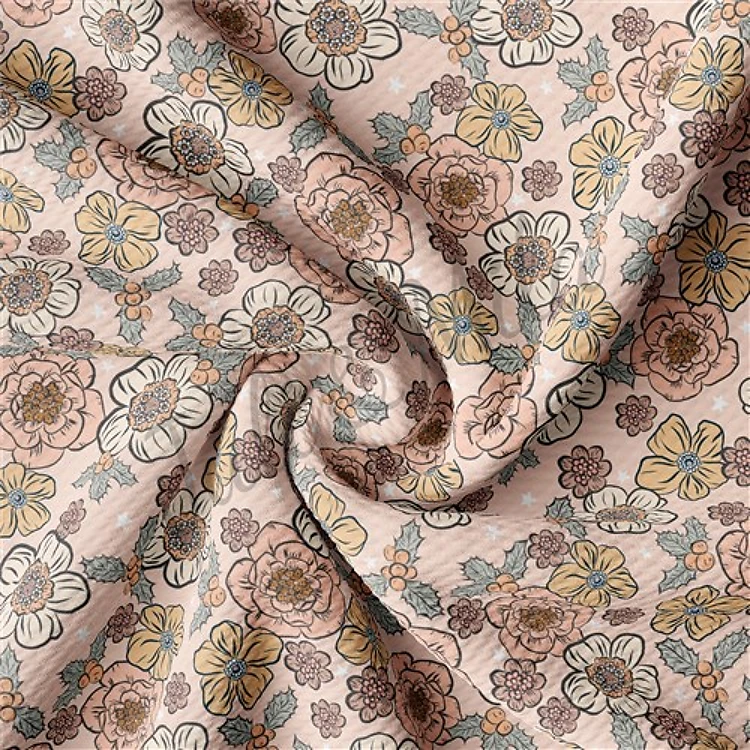 Floral Flowers Printed Liverpool Fabric Floral102 & Get a Free $89.99 Embroidery Bundle