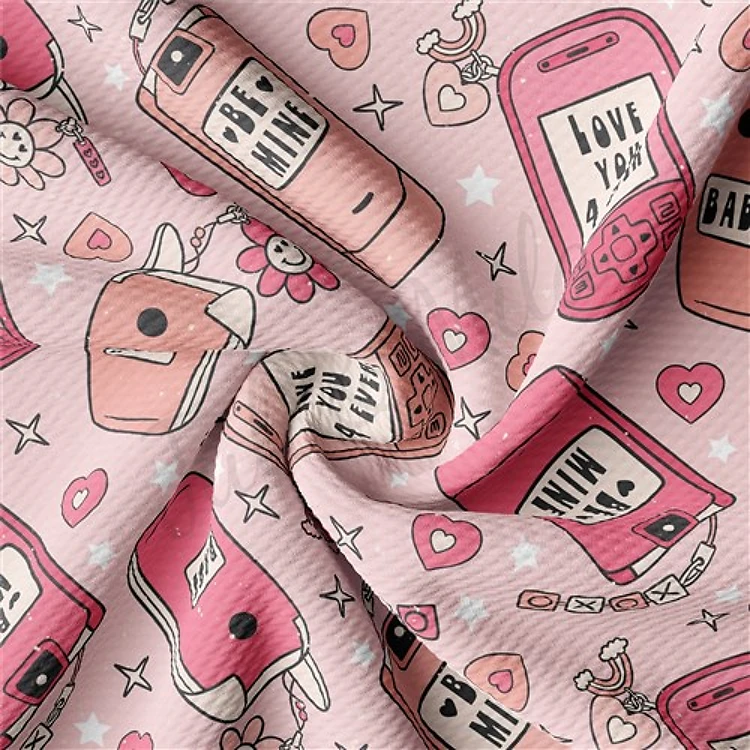 Valentine's Day Printed Liverpool Bullet Textured Stretch Solid Strip Thick Knit Jersey Fabric
