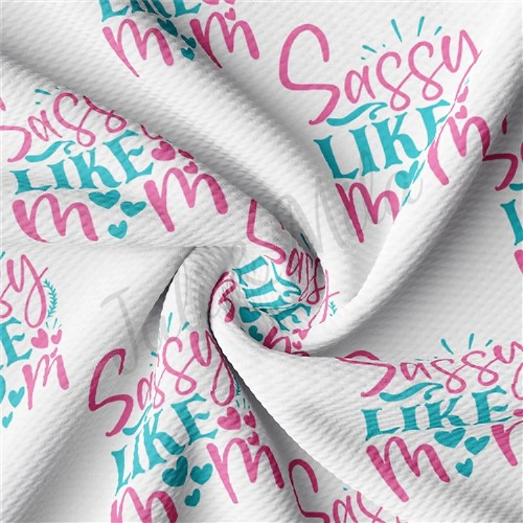 Sassy Like Mom Printed Liverpool Bullet Textured Stretch Solid Strip Thick Knit Jersey Fabric