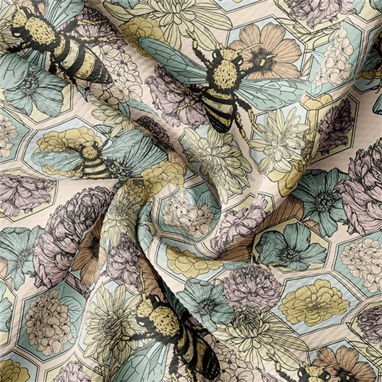 Floral Bees Summer Printed Liverpool AA1560 & Get a Free $89.99 Embroidery Bundle