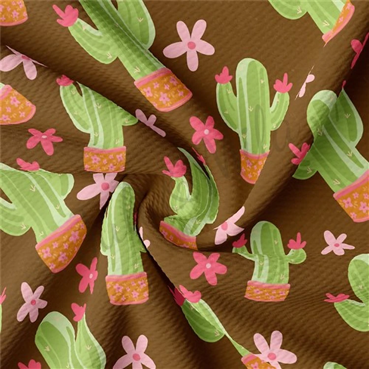 Cactus Western Boho Printed Liverpool Bullet Textured Stretch Solid Strip Thick Knit Jersey Fabric