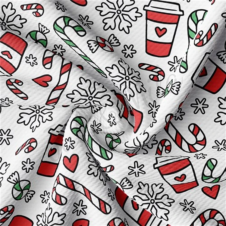 Christmas Printed Liverpool Bullet Textured Stretch Solid Strip Thick Knit Jersey Fabric