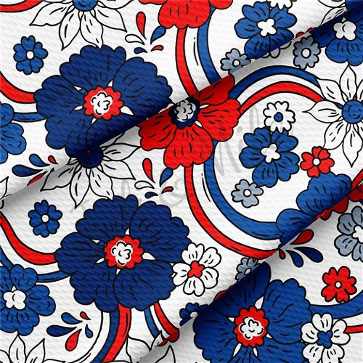 Patriotic 4th of July Printed Liverpool Stretch Solid USA Flag (PT8) TBP102 & Get a Free $89.99 Embroidery Bundle