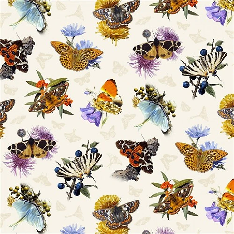 Butterflies and Moths Butterflies & Flowers Cream & Get a Free $89.99 Embroidery Bundle