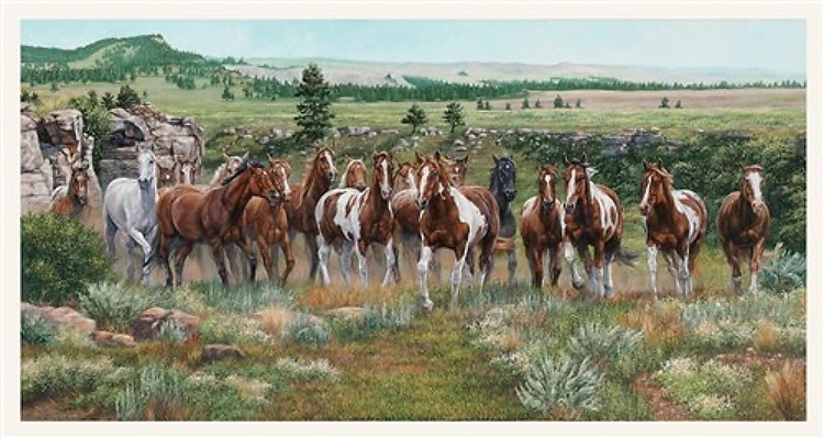 Wild & Free Horses on the Range Panel & Get a Free $89.99 Embroidery Bundle