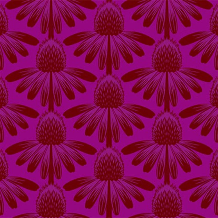 Indelible Coneflower Magenta Purple Anna Maria Textiles Northcott Fabrics Cotton Fabric