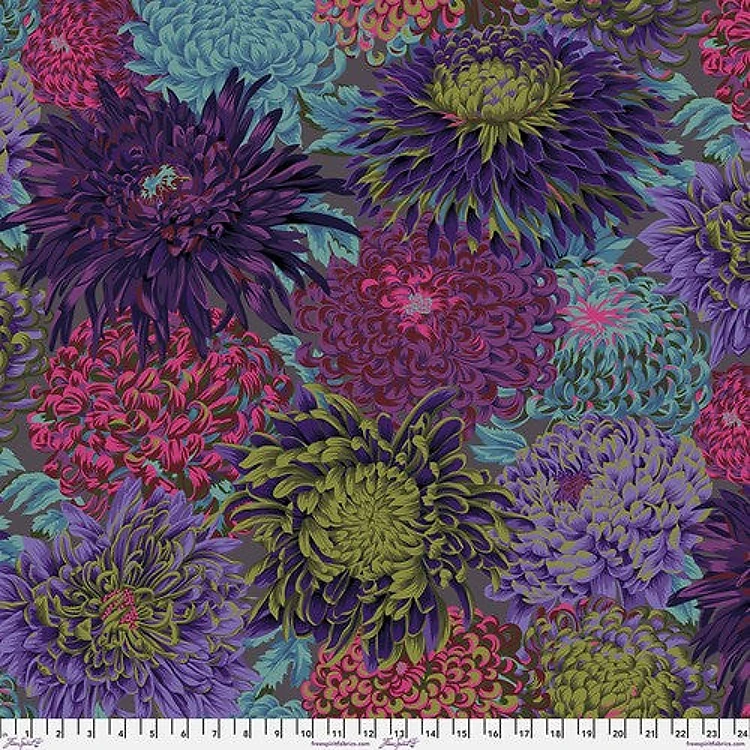 Japanese Chrysanthemum Antique Philip Jacobs Classics Kaffe Fassett Collective Free Spirit Cotton Fabric FS-PWPJ041.ANTIQ