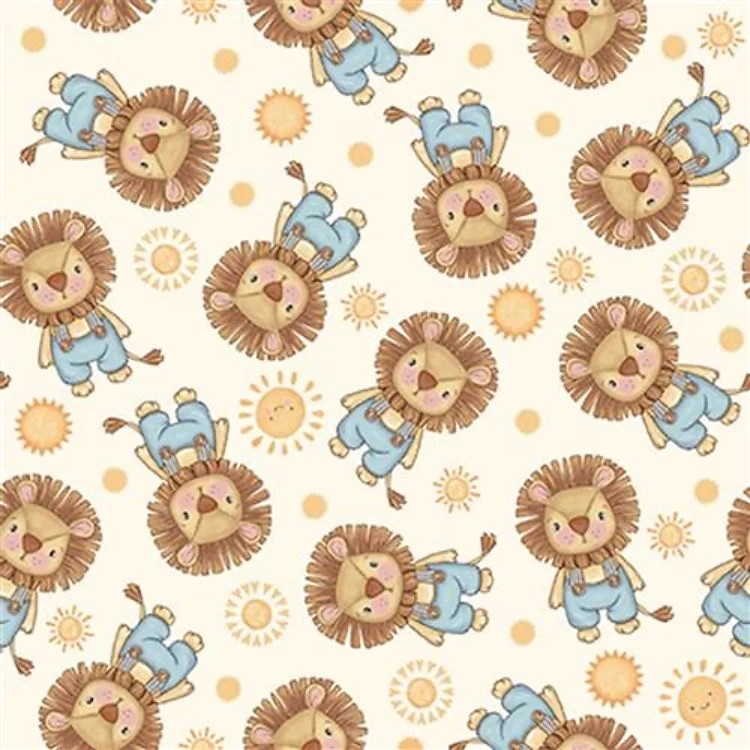 Boho Buddies Lions Yellow Sharon Kuplack Henry Glass Cotton Fabric HG-1713-44