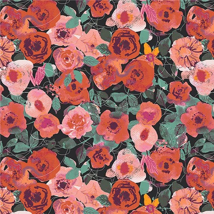Enshadow Witch's Garden Black Katarina Roccella Art Gallery Fabrics Cotton Fabric AGF-ENW-49400