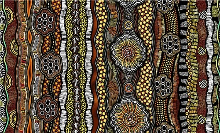 Baiame's Spirit Stripe Brown Oasis Fabrics Cotton Fabric OA-598392