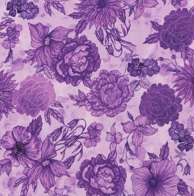 Living Color Floral Toile Purple Chonga€‘A Hwang Timeless Treasures Cotton Fabric TT-CD4054-PURPLE