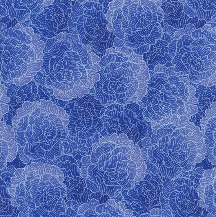 Living Color Packed Tonal Flowers Blue Chonga€‘A Hwang Timeless Treasures Cotton Fabric TT-CD4055-BLUE