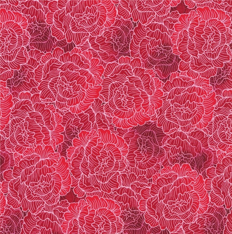 Living Color Packed Tonal Flowers Red Chonga€‘A Hwang Timeless Treasures Cotton Fabric TT-CD4055-RED
