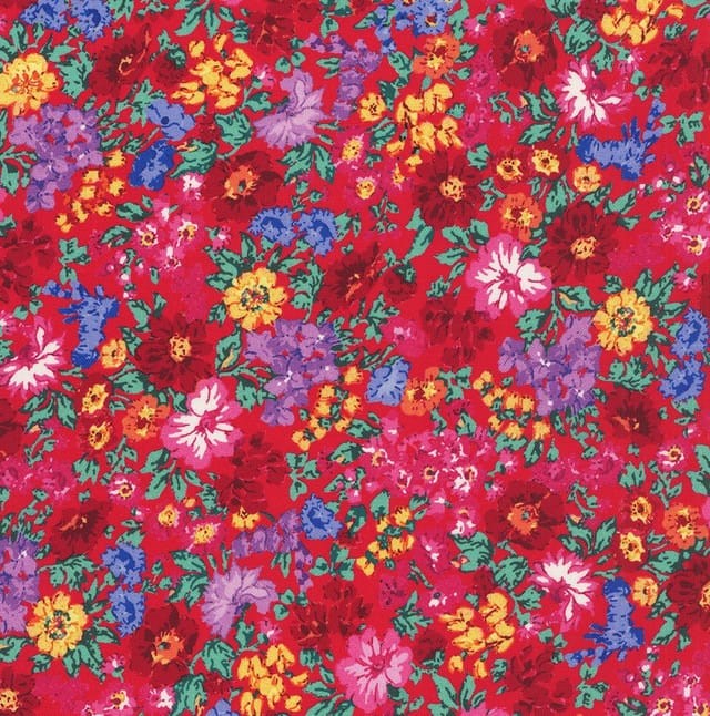Living Color Folk Art Floral Red Chonga€‘A Hwang Timeless Treasures Cotton Fabric TT-CD4056-RED