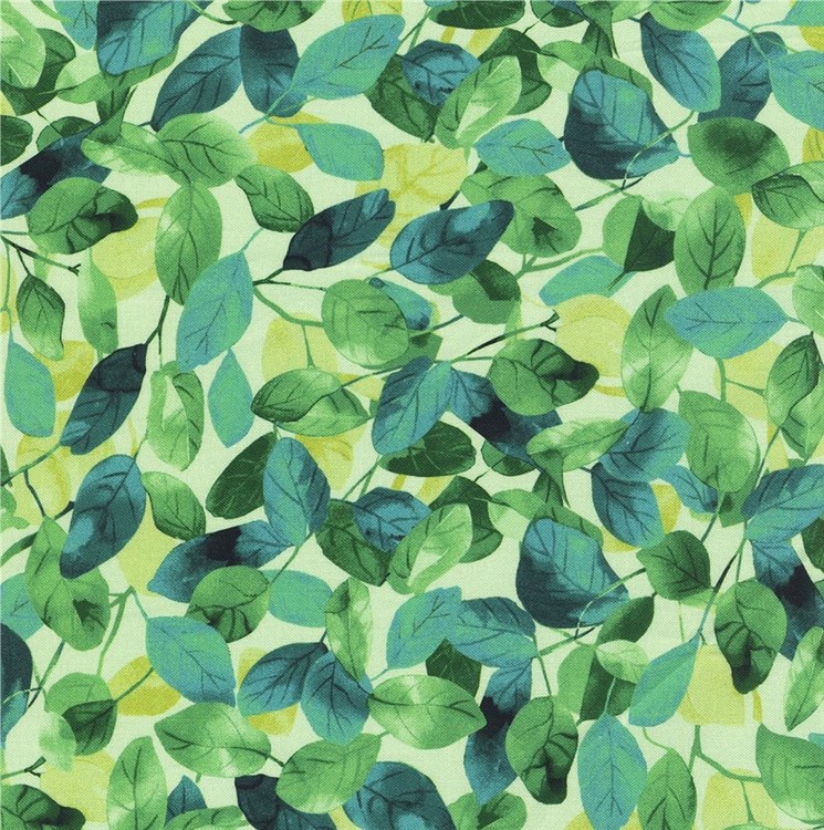 Living Color Leaves Green Chonga€‘A Hwang Timeless Treasures Cotton Fabric TT-CD4057-GREEN