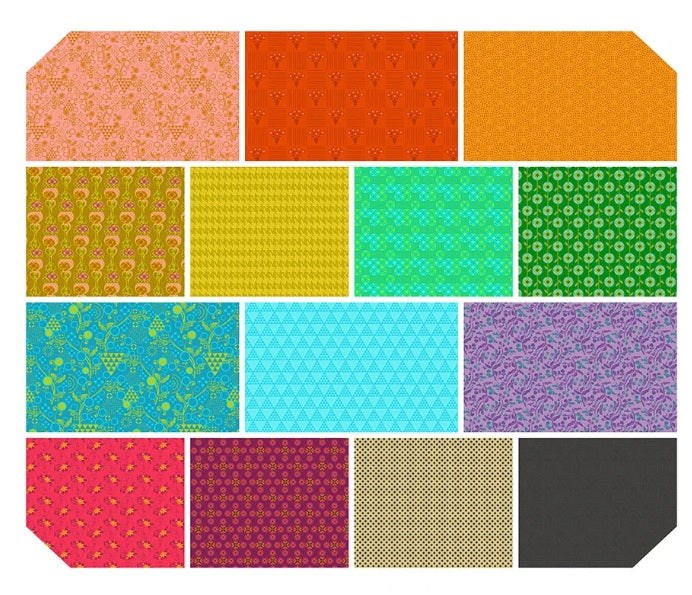 Pop Cloth Fat Quarter Bundle 18â€x21" 14 pcs Sew Kind of Wonderful Free Spirit Cotton Fabric FS-FB4FQSK.POPCLOTH