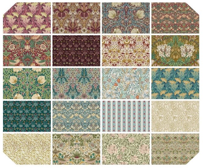 Lodden Charm Pack 5" Squares 42 pcs The Original Morris & Co Free Spirit Cotton Fabric FS-FB6CPWM.LODDEN