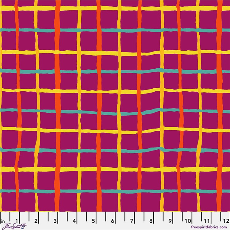 Grid Magenta August 2026 Kaffe Fassett Collective Free Spirit Cotton Fabric FS-PWBM105.MAGENTA