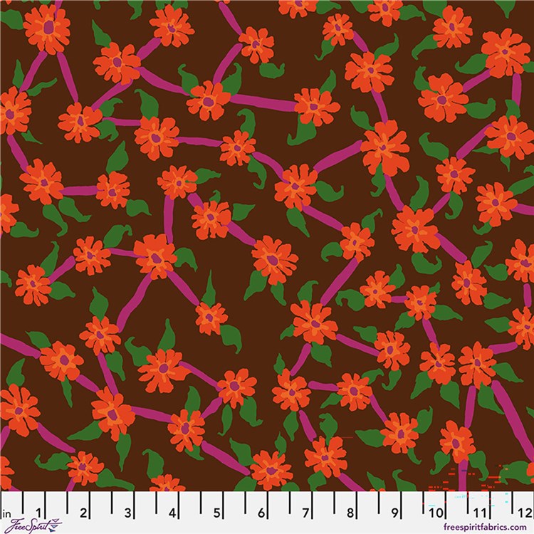Mayflower Brown August 2026 Kaffe Fassett Collective Free Spirit Cotton Fabric FS-PWBM106.BROWN