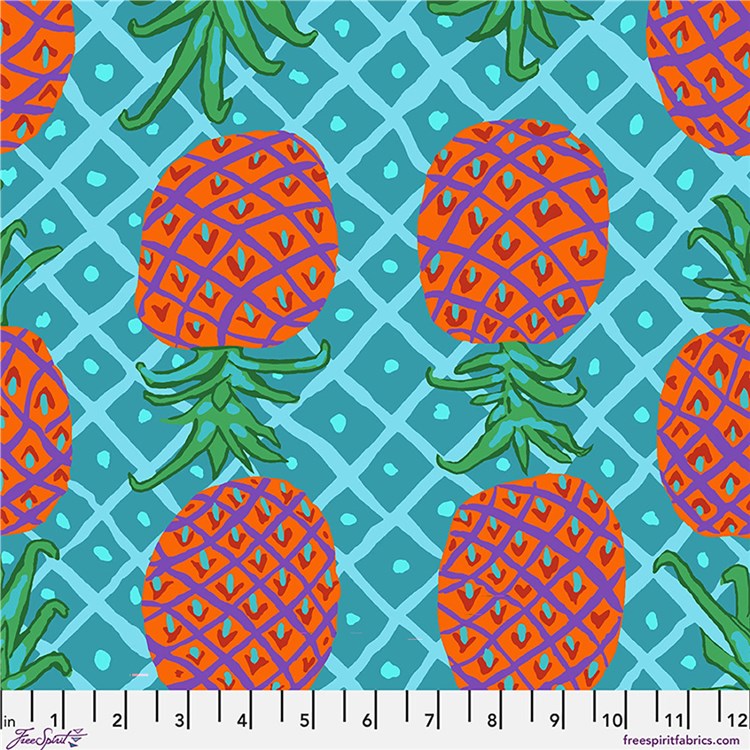 Upside Down Pinepples Red August 2026 Kaffe Fassett Collective Free Spirit Cotton Fabric FS-PWBM108.RED