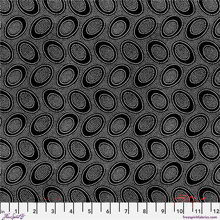 Aboriginal Dot Black August 2026 Kaffe Fassett Collective Free Spirit Cotton Fabric FS-PWGP071.BLACK