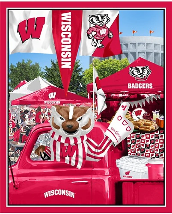 Wisconsin Badgers NCAA College Tailgate Panel Design 36 x 42 inches Wide & Get a Free $89.99 Embroidery Bundle