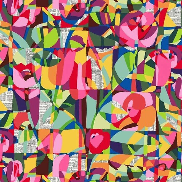 The Language of Color Abstract Floral in Multi & Get a Free $89.99 Embroidery Bundle