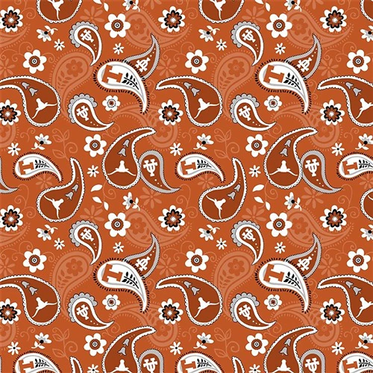 Texas Longhorns NCAA NEWEST Bandana Paisley - TX-1200 & Get a Free $89.99 Embroidery Bundle