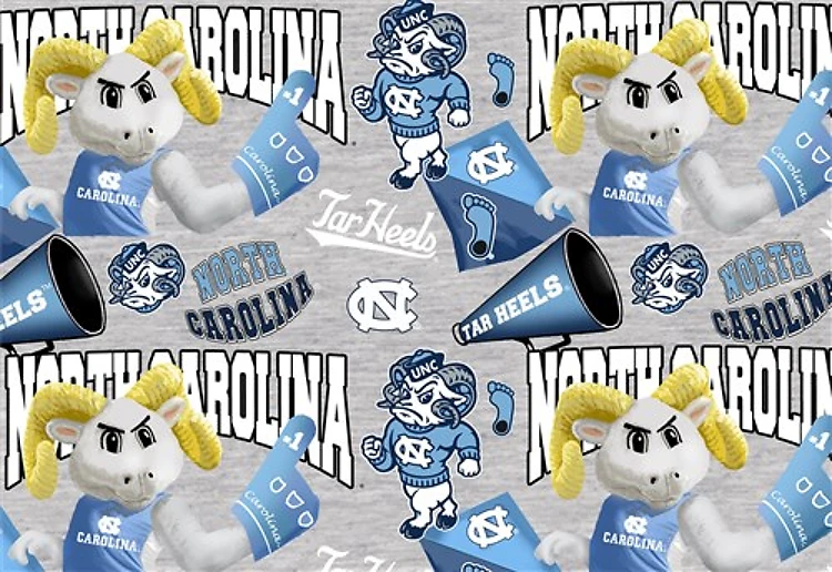 UNC Tar Heels Heather Allover Mascot Fabric & Get a Free $89.99 Embroidery Bundle