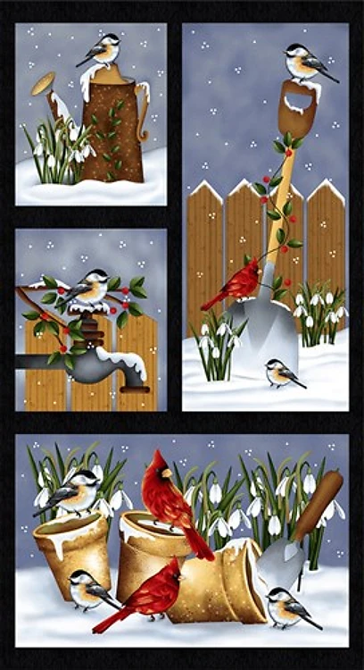 Frozen in Time Chickadee Blocks Panel & Get a Free $89.99 Embroidery Bundle