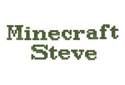 Block-style embroidery font featuring pixelated letters in green with the sample text 'Minecraft Steve'.