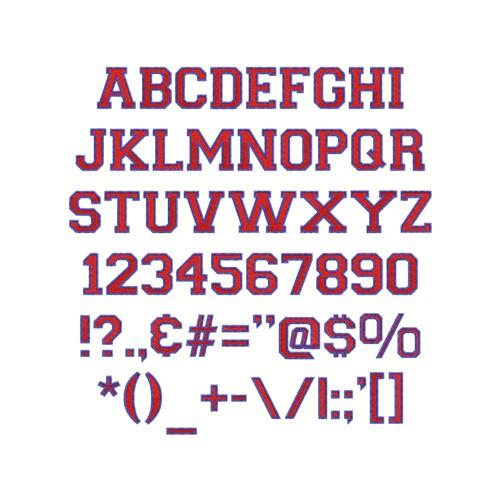 2 Color Varsity Machine Embroidery Font, 15 sizes, 8 formats, BX