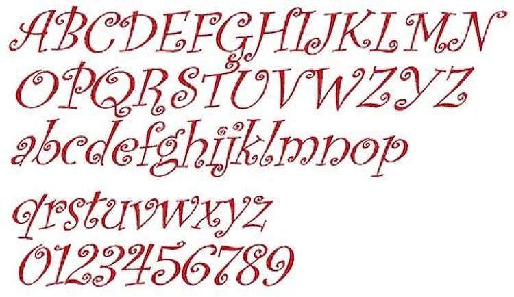 AMD Curlz Italic Embroidery Font - Whimsical Script Lettering - Home Format - PES, DST & 7 formats