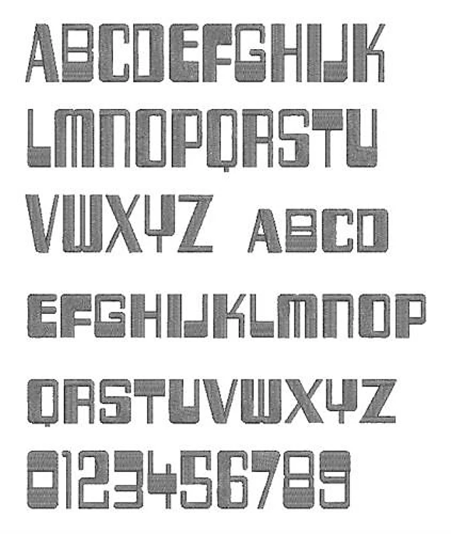 AMD 256 Bytes Embroidery Font - Bold Block Style with Textured Fill - Home Format - PES, DST & 7 formats