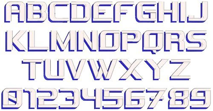 AMD Ground Control (3D 2-color) Embroidery Font - Bold 3D Block Lettering - Home Format - PES, DST & 7 formats