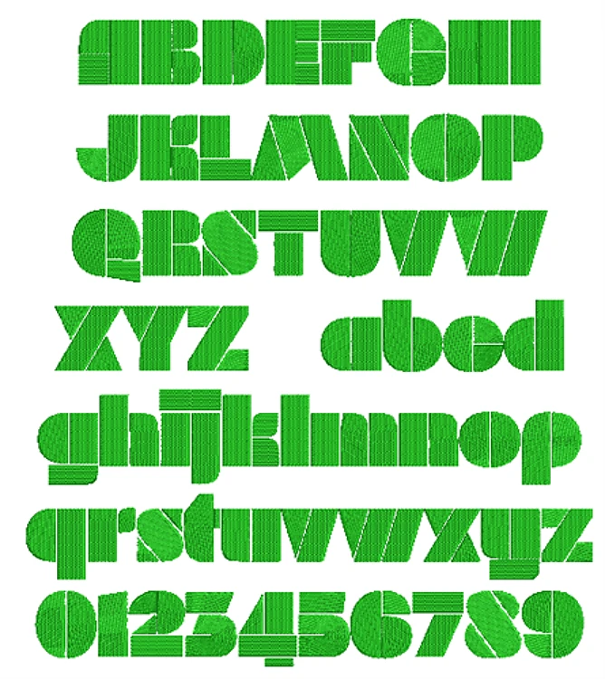 AMD Milka Embroidery Font - Bold Geometric Alphabet - Home Format - PES, DST & 7 formats