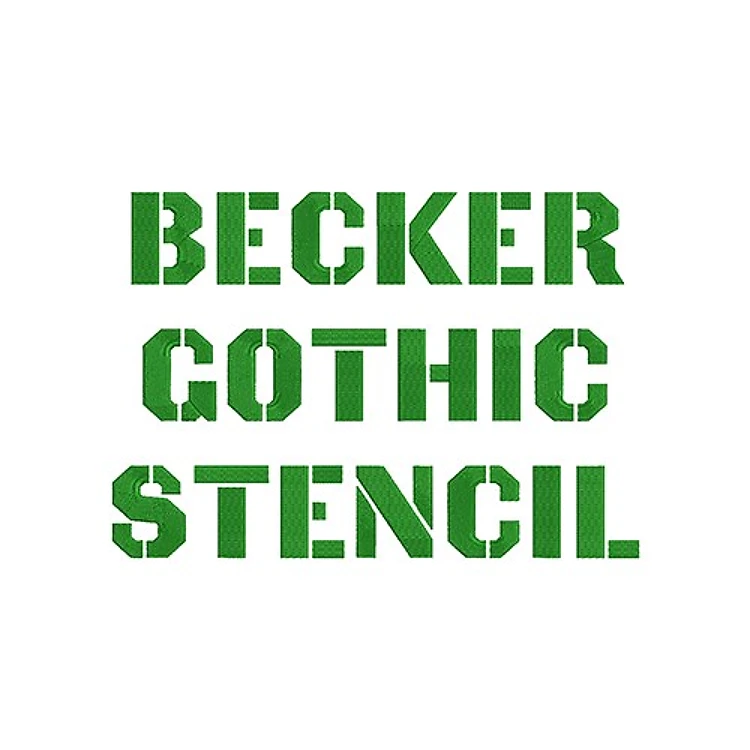 AMD Becker Gothic Stencil Font Embroidery Font - Bold Block Stencil Alphabet - Home Format - PES, DST & 6 formats