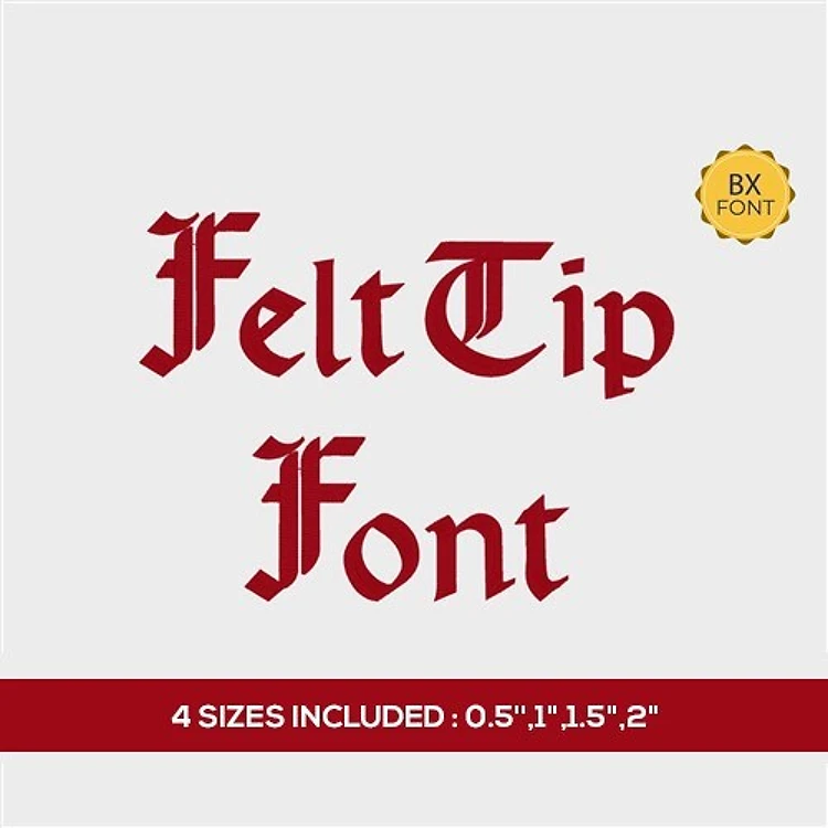 Felt tip Embrilliance Embroidery Font - Decorative Style with Sharp Serifs - 4 Sizes Included - BX font