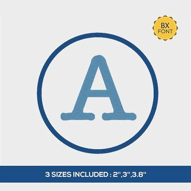 Single letter typewriter monogram Embrilliance Embroidery Font - Simple Monogram Style - 3 Sizes Included: 2", 3", 3.8" - BX font