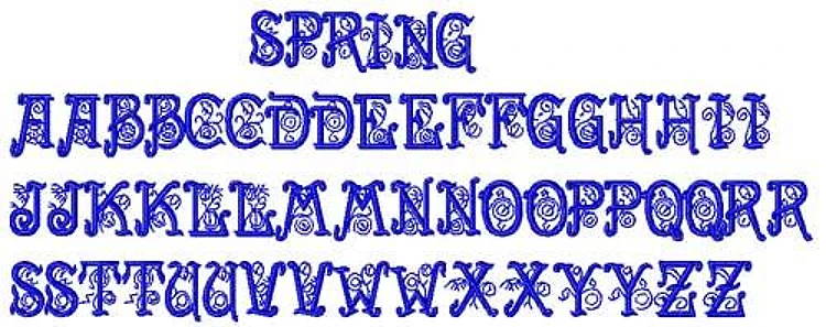 Spring Embroidery Font - Decorative Fill Lettering - PES, DST & 11 formats