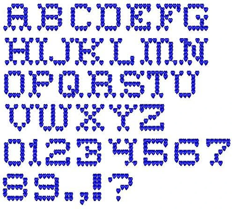 Heart Sweet Heart Embroidery Font - Decorative Alphabet with Heart Shapes - PES, DST & 11 formats