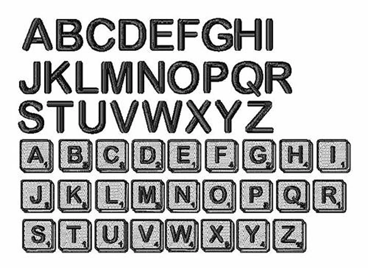 Scrambled Mixed Embroidery Font - Bold Block Letters with Playful Design - PES, DST & 11 formats