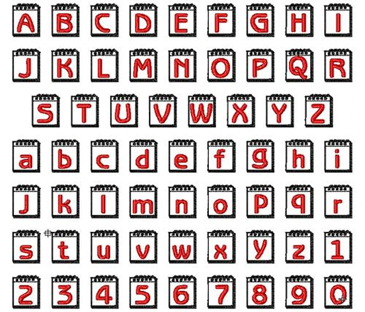 101 Day Planner Embroidery Font - Decorative Handwriting Outline Style - PES, DST & 11 formats