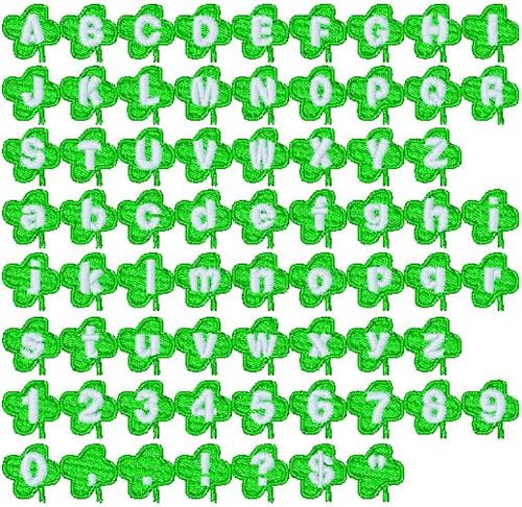 Lucky Clovers Embroidery Font - Playful Applique Letters - PES, DST & 11 formats