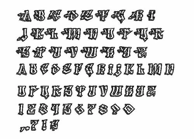 Degrassi Embroidery Font - Bold Decorative Graffiti Style - Home Format