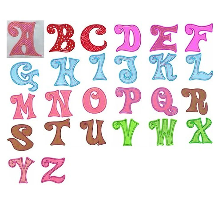 Alphabet Applique Font Embroidery Font - Decorative Whimsical Letters - Home Format - PES, DST & 8 formats