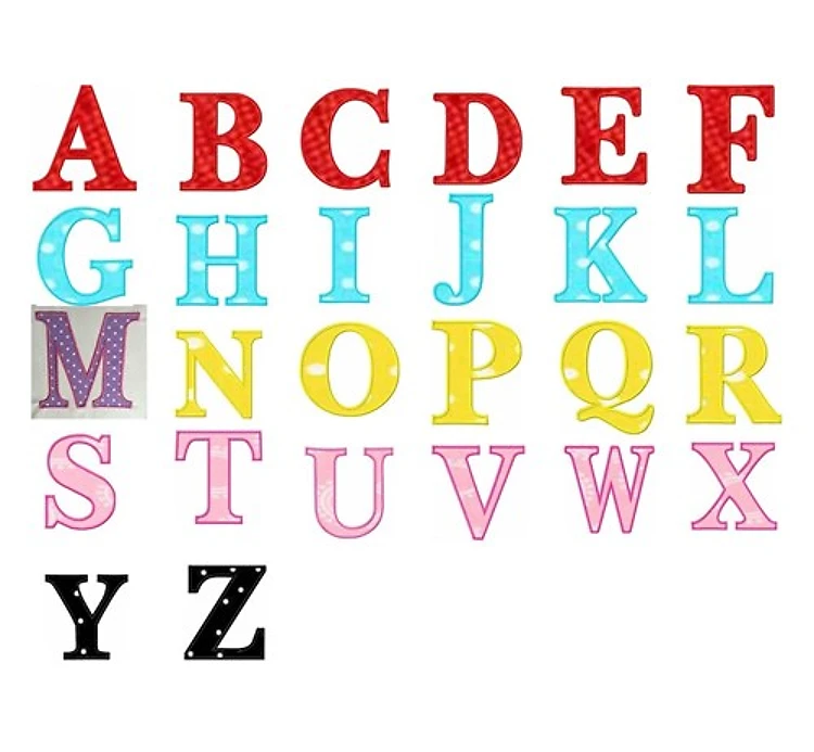 Monogram Applique Alphabet Font - Vibrant Applique Style Letters - Home Format - PES, DST & 5 formats