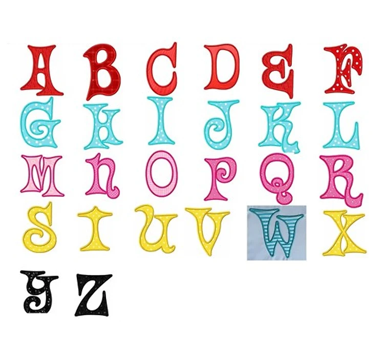 Monogram Birthday Letters Font Embroidery Font - Playful Applique Style - Home Format - PES, DST & 5 formats